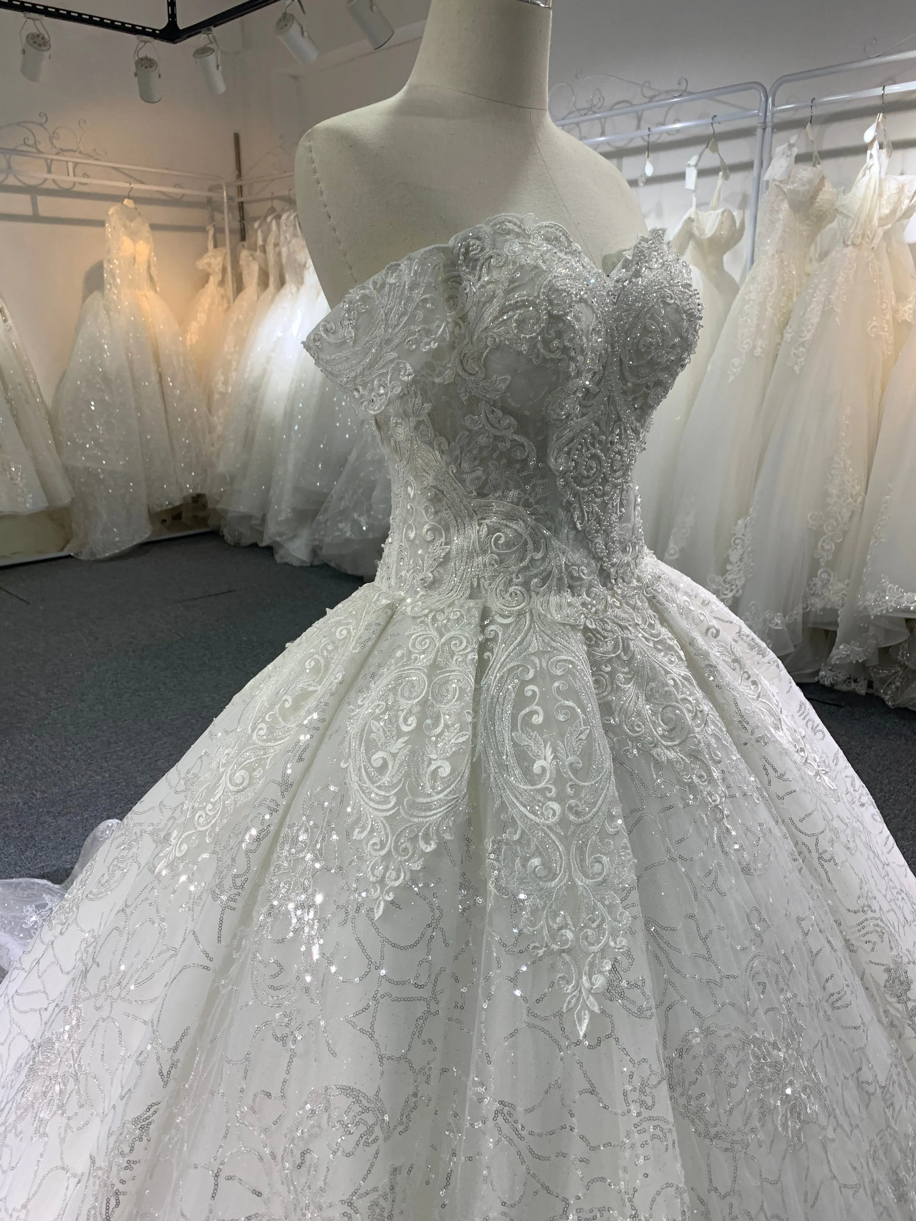 BYG luxury beadings off the shoulder wedding dress