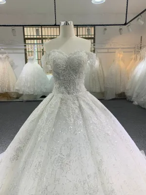 BYG luxury beadings off the shoulder wedding dress