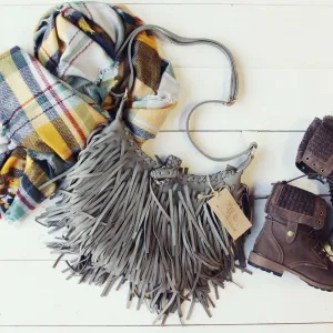 Canyon Fringe Tote in Gray