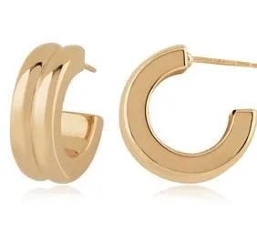 Carla 14K Yellow Gold Double Square Edge Hoops