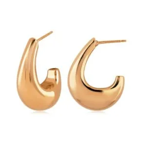 Carla 14K Yellow Gold Puff J Shape Post Hoops