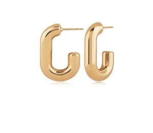 Carla 14K Yellow Gold Rounded Oval J Hoops