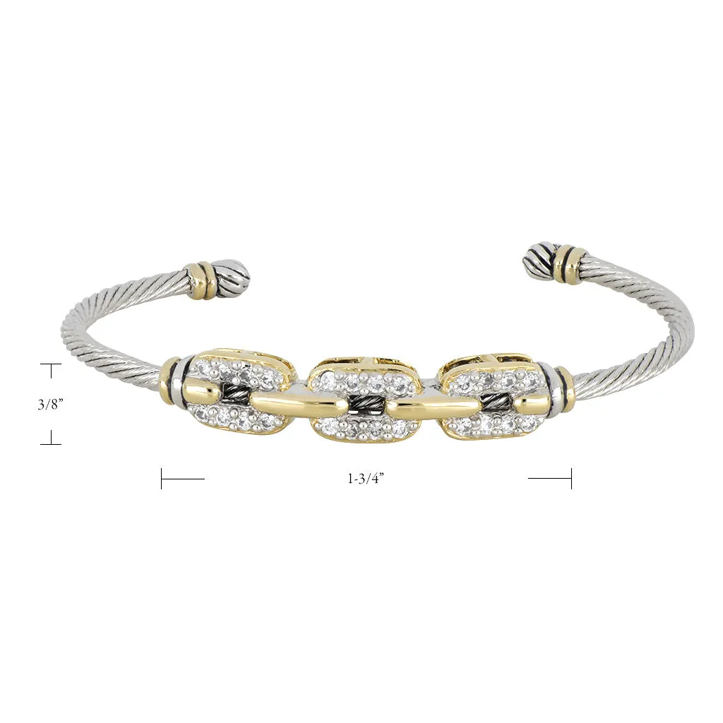 Celebration Petite Pavé Triple Link Wire Cuff Bracelet