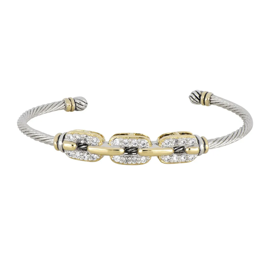 Celebration Petite Pavé Triple Link Wire Cuff Bracelet