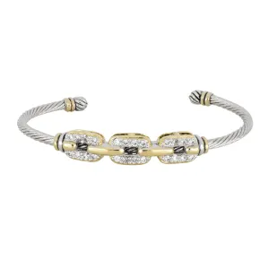 Celebration Petite Pavé Triple Link Wire Cuff Bracelet