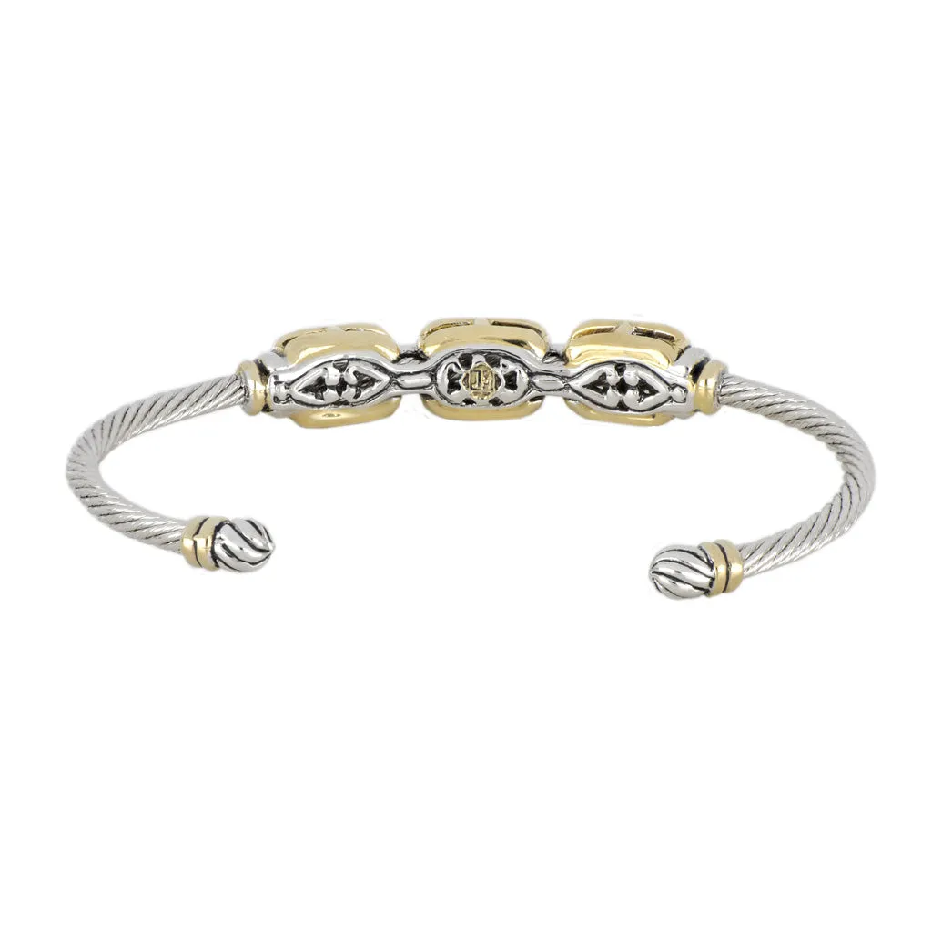 Celebration Petite Pavé Triple Link Wire Cuff Bracelet
