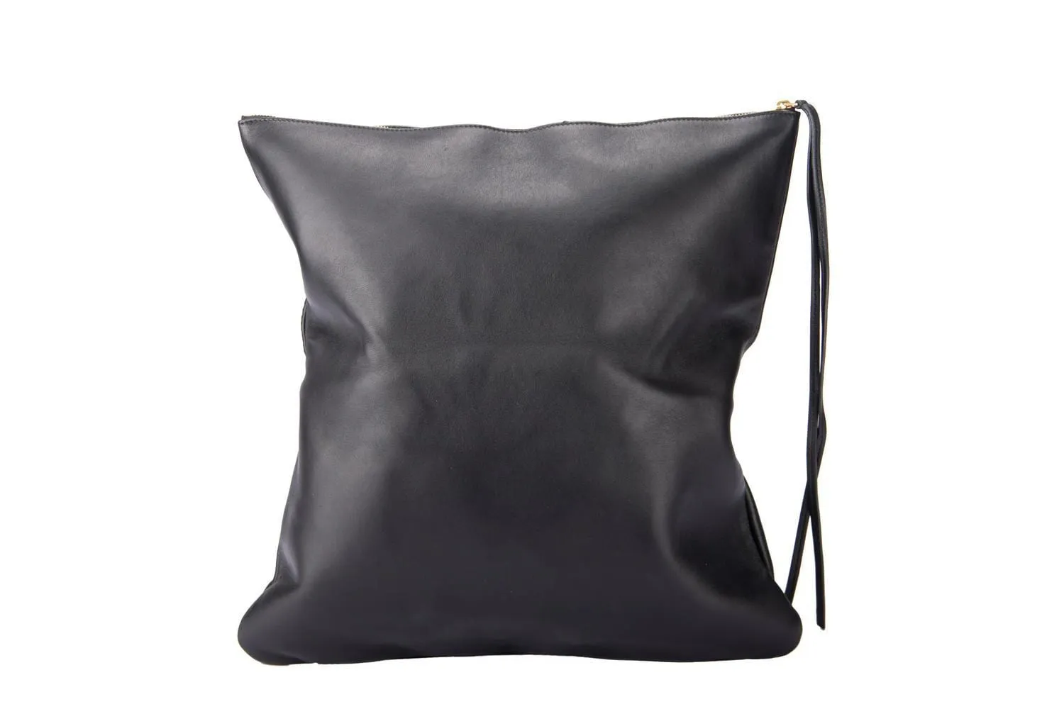 CELINE BLACK AND GREEN SOFT LEATHER CLUTCH