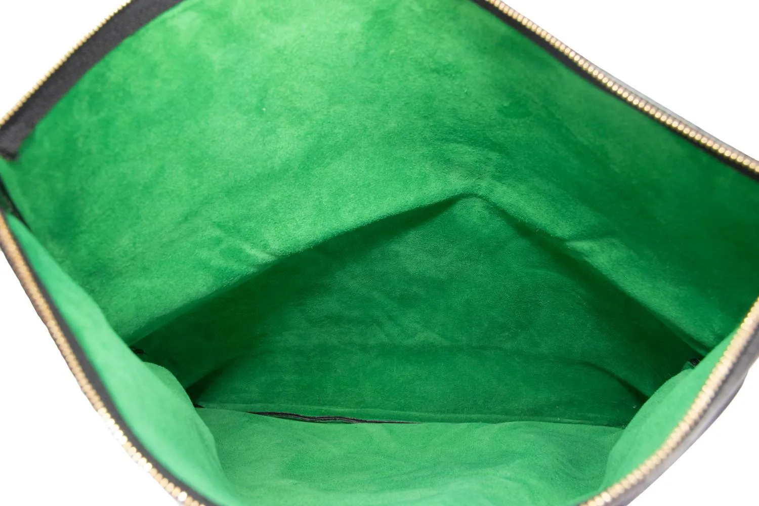 CELINE BLACK AND GREEN SOFT LEATHER CLUTCH