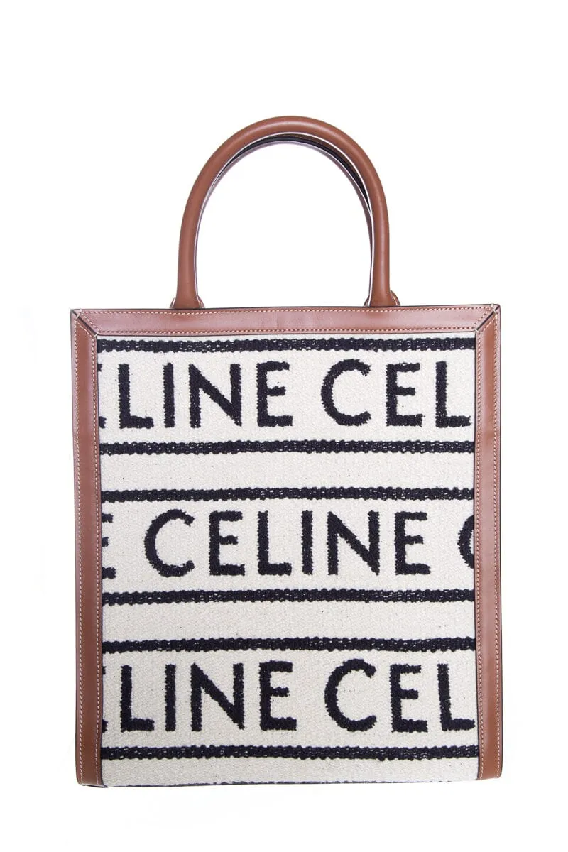 Celine Camel and Natural Vertical Cabas Small Logo Tote
