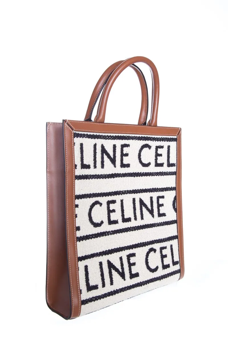 Celine Camel and Natural Vertical Cabas Small Logo Tote