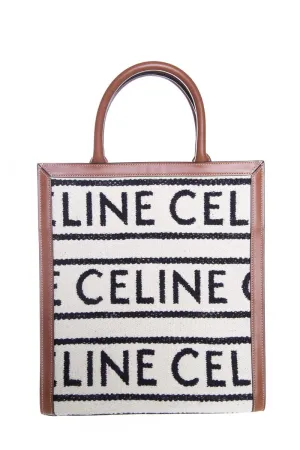 Celine Camel and Natural Vertical Cabas Small Logo Tote