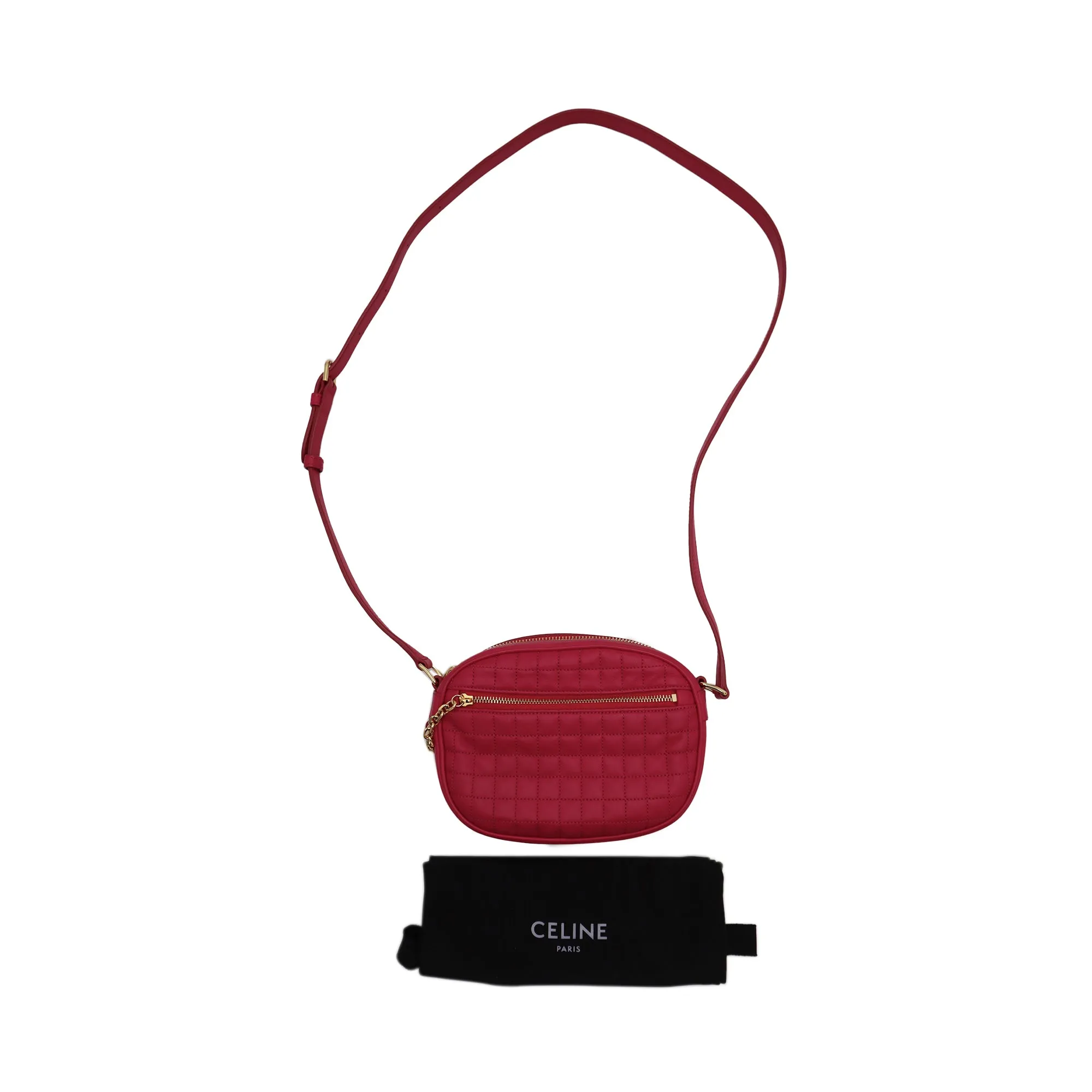 Celine Quilted Calfskin Small C Charm Shoulder Bag