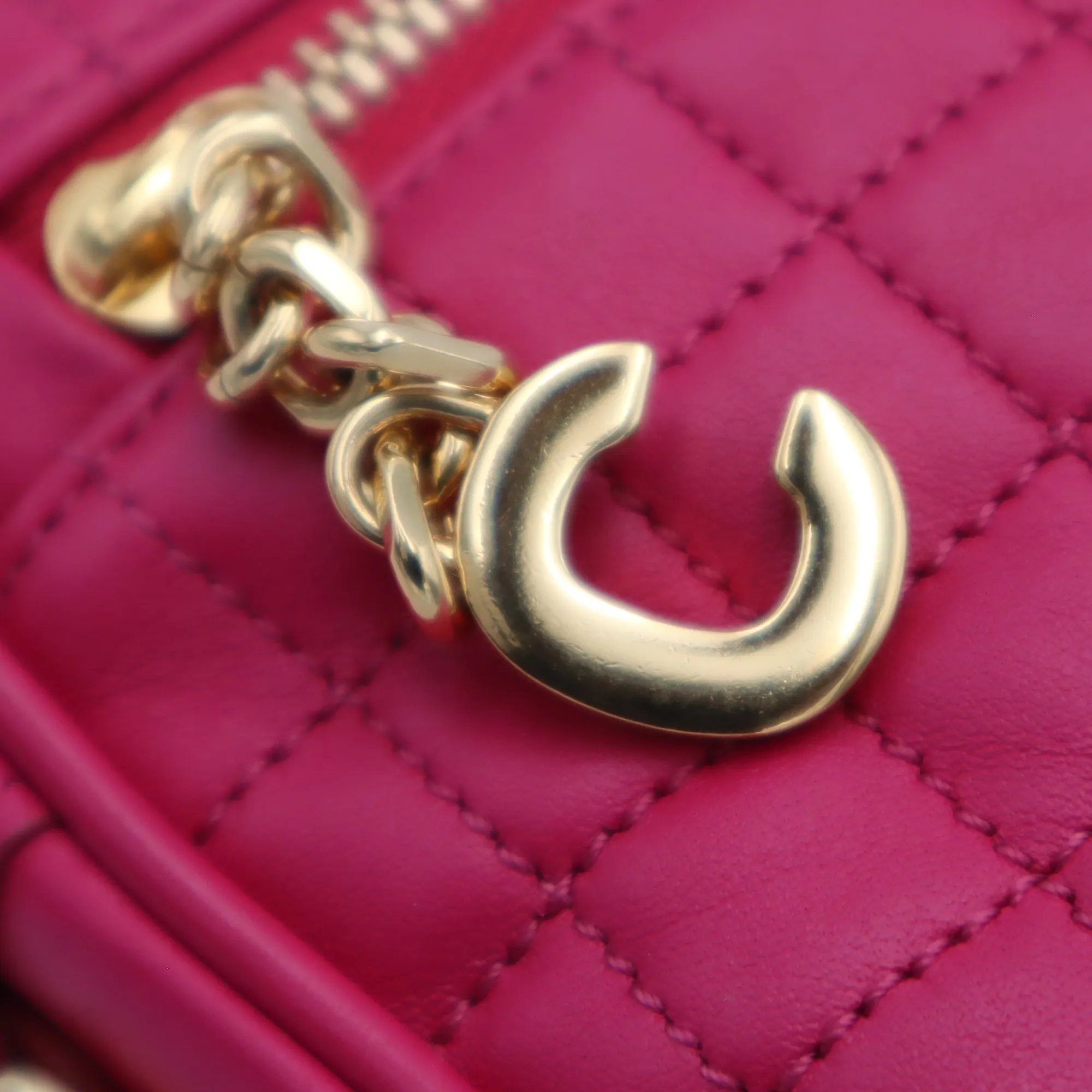 Celine Quilted Calfskin Small C Charm Shoulder Bag