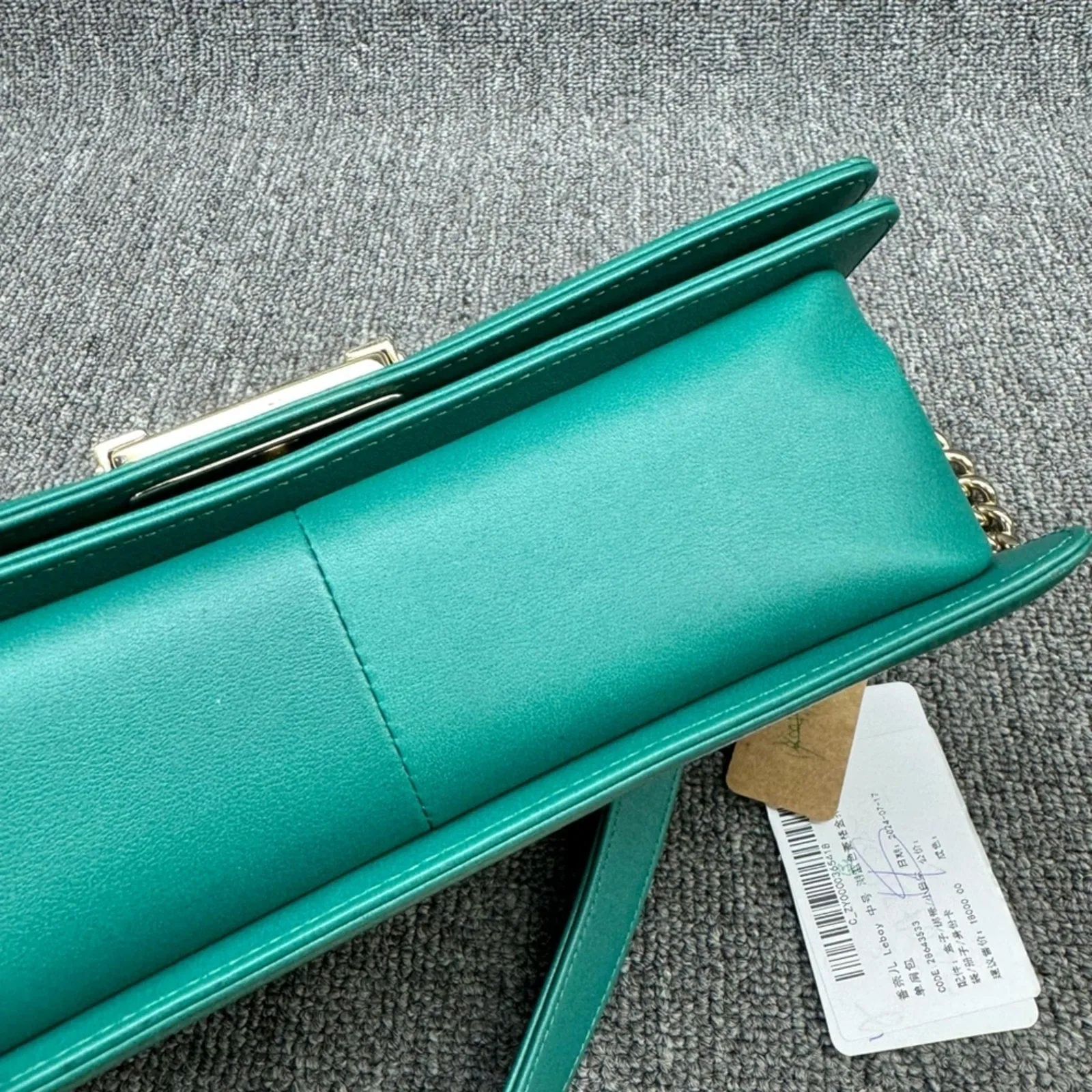 CHANEL Boy Green Leather Shoulder Bag