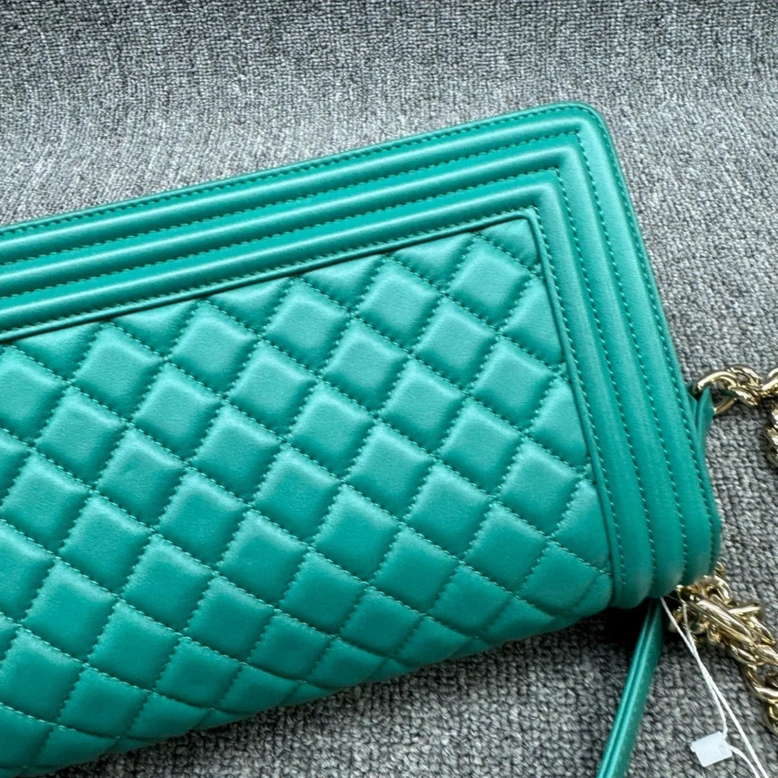 CHANEL Boy Green Leather Shoulder Bag