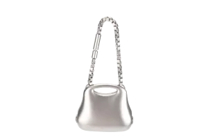 CHANEL KEY RING CHARM HIP BAG MOTIF METAL SILVER WITH BOX