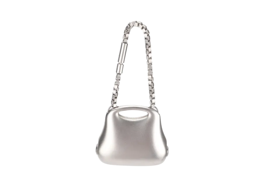 CHANEL KEY RING CHARM HIP BAG MOTIF METAL SILVER WITH BOX