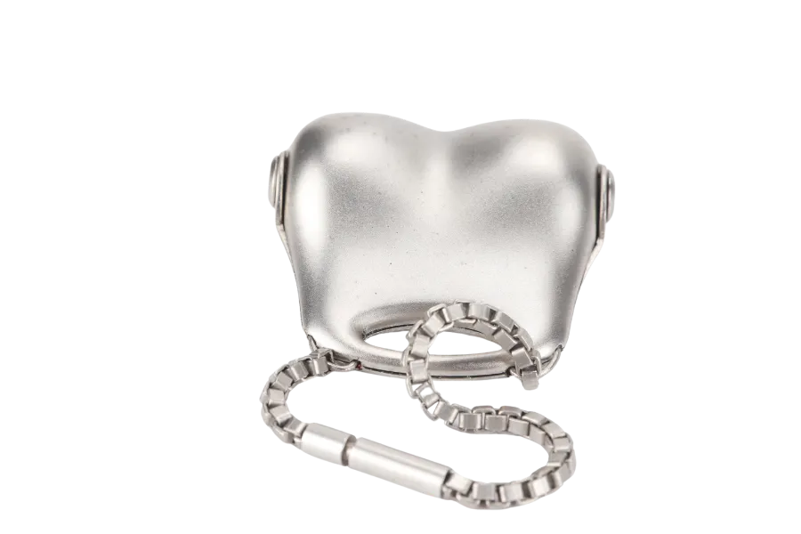 CHANEL KEY RING CHARM HIP BAG MOTIF METAL SILVER WITH BOX