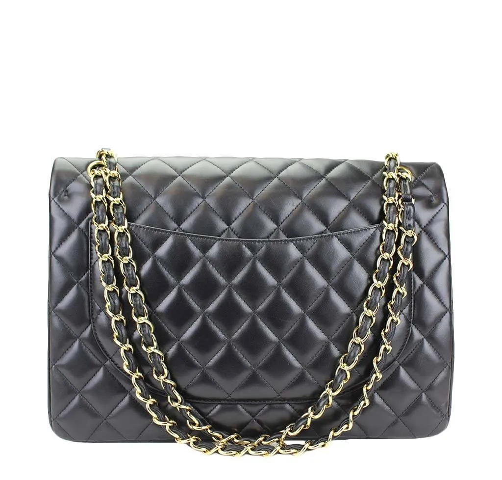 Chanel Maxi Double Flap Shoulder Bag Black