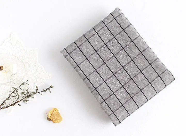 Checker Laminated Cotton Fabric, Non Glossy Plaid Laminate Fabric, Wide Laminate, Quality Korean Fabric - Gray or White - By the Yard /51159