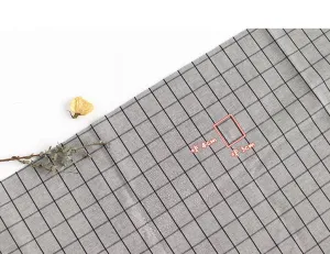 Checker Laminated Cotton Fabric, Non Glossy Plaid Laminate Fabric, Wide Laminate, Quality Korean Fabric - Gray or White - By the Yard /51159