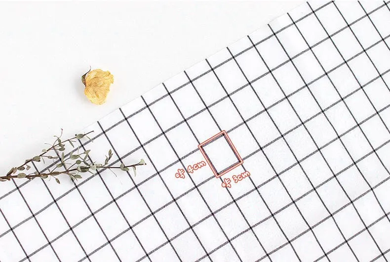 Checker Laminated Cotton Fabric, Non Glossy Plaid Laminate Fabric, Wide Laminate, Quality Korean Fabric - Gray or White - By the Yard /51159