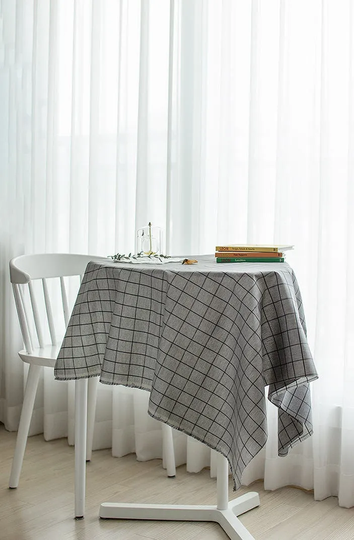 Checker Laminated Cotton Fabric, Non Glossy Plaid Laminate Fabric, Wide Laminate, Quality Korean Fabric - Gray or White - By the Yard /51159