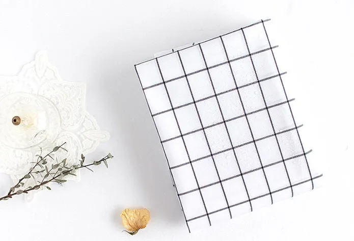 Checker Laminated Cotton Fabric, Non Glossy Plaid Laminate Fabric, Wide Laminate, Quality Korean Fabric - Gray or White - By the Yard /51159