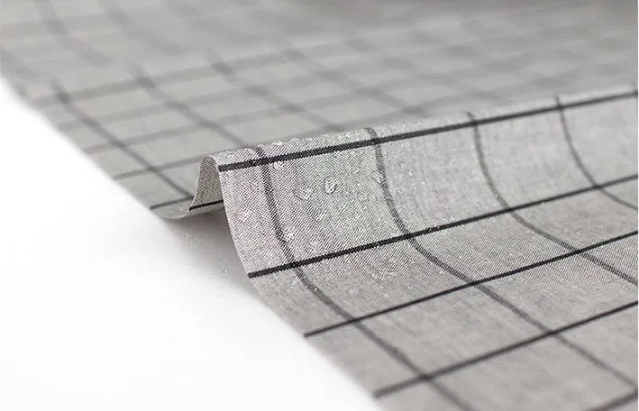 Checker Laminated Cotton Fabric, Non Glossy Plaid Laminate Fabric, Wide Laminate, Quality Korean Fabric - Gray or White - By the Yard /51159