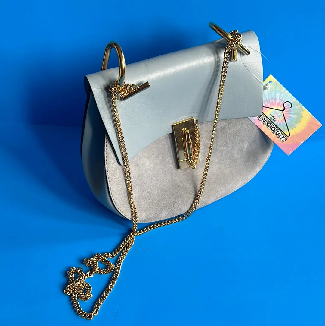 Chloe Chain Shoulder Drew Blue Flap Bag