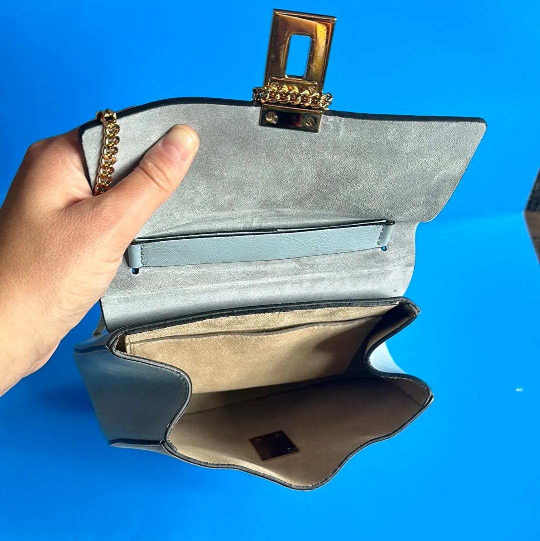 Chloe Chain Shoulder Drew Blue Flap Bag