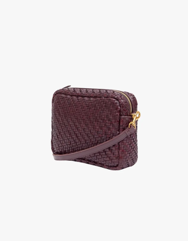 Clare V. Midi Sac Crossbody in Plum Woven Zig-Zag