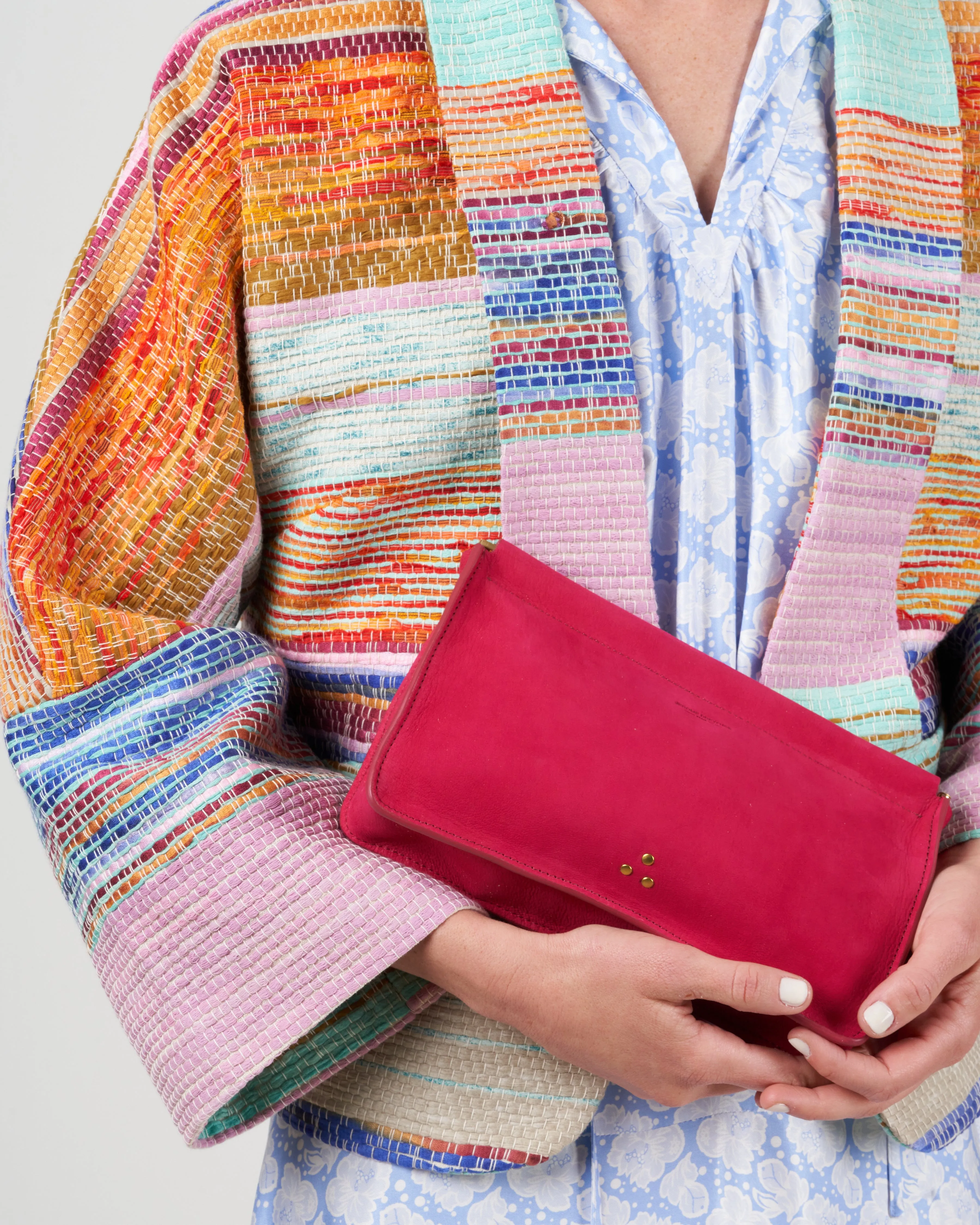 clic clac clutch l - nubuck fuxia