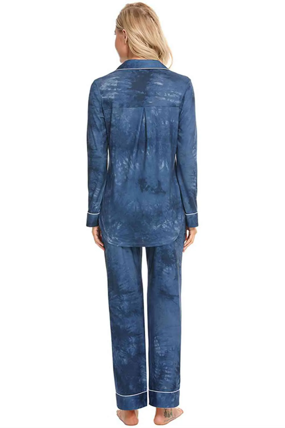 Collared Neck Long Sleeve Loungewear Set with Pockets (9 Colors)