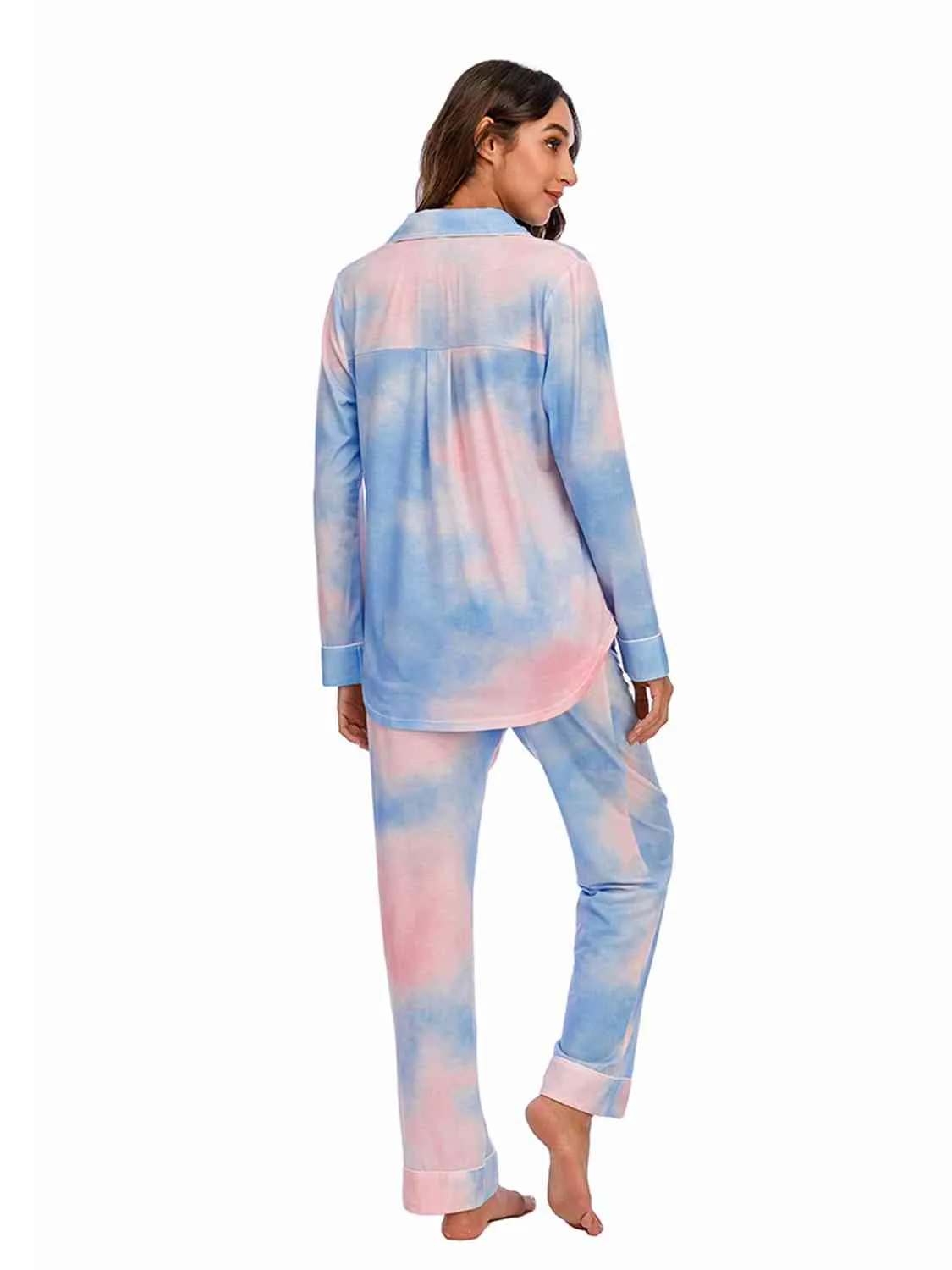 Collared Neck Long Sleeve Loungewear Set with Pockets (9 Colors)