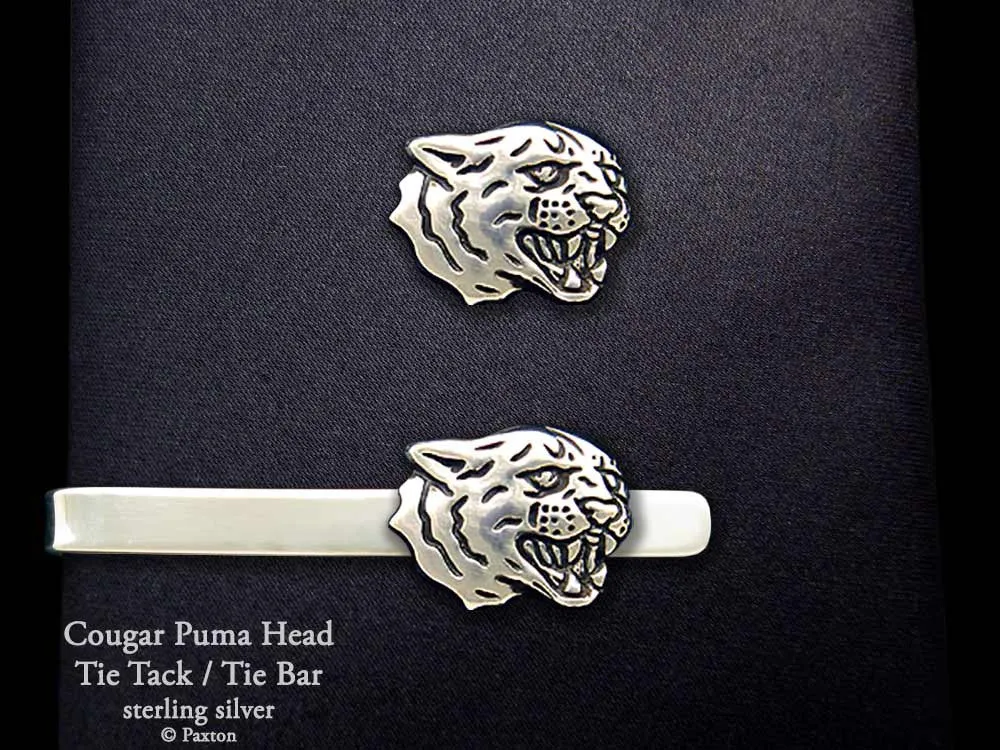 Cougar Panther Tie Tack or Cougar Panther Tie Bar / Tie Clip Sterling Silver