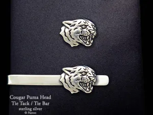 Cougar Panther Tie Tack or Cougar Panther Tie Bar / Tie Clip Sterling Silver