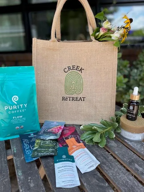 Creek Retreat Burlap Tote Bag