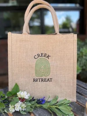 Creek Retreat Burlap Tote Bag