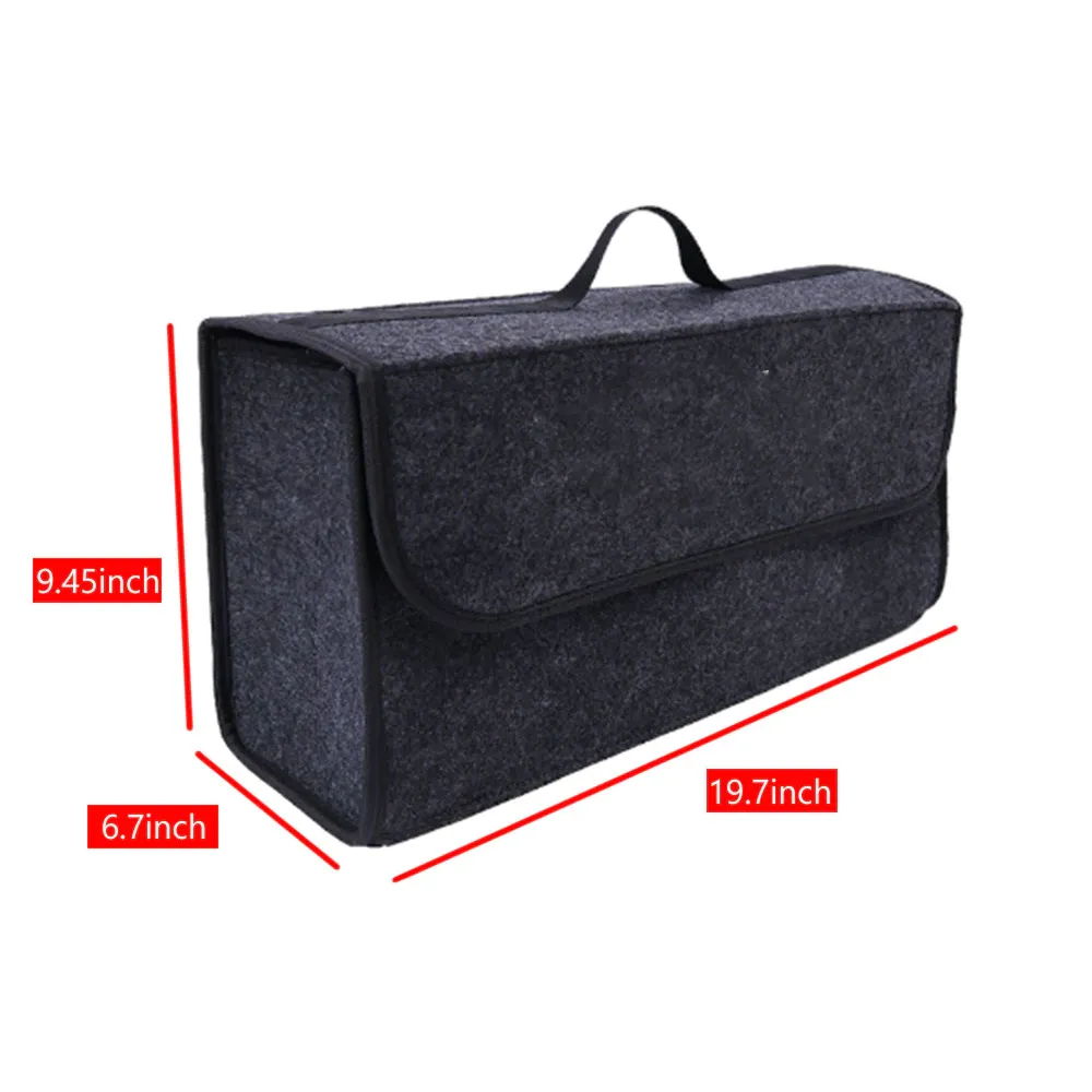 Custom Text For Soft Felt Car Bag Organizer, Compatible with All Cars, Folding Car Storage Box Non Slip Fireproof Car Trunk Organizer PF12990