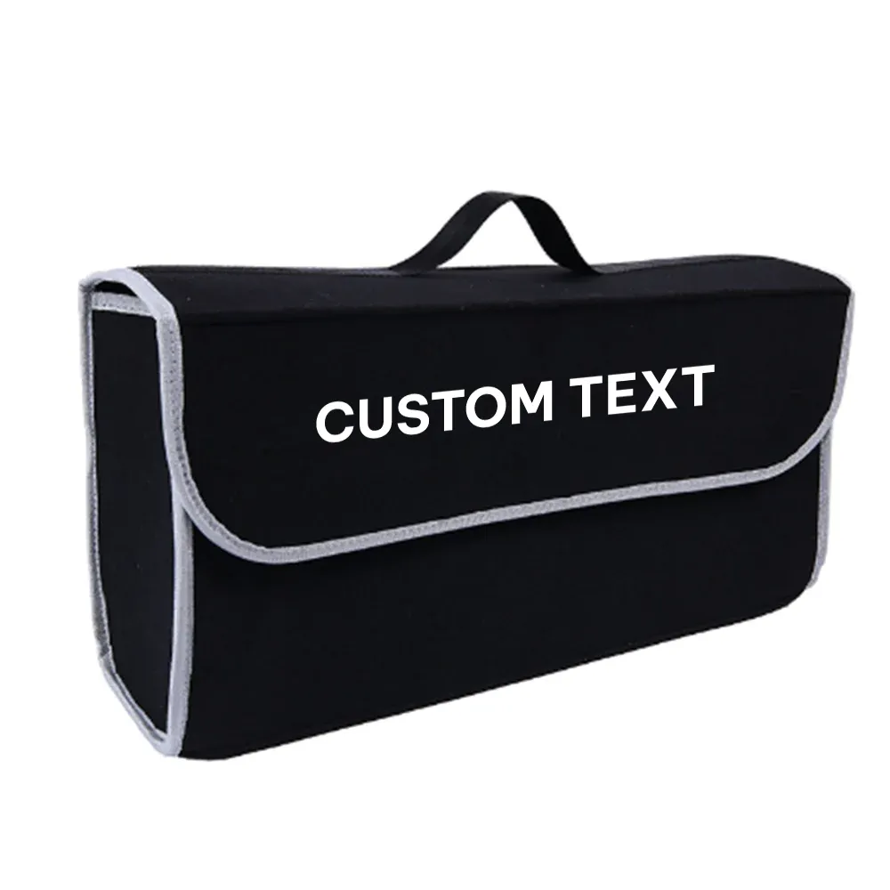 Custom Text For Soft Felt Car Bag Organizer, Compatible with All Cars, Folding Car Storage Box Non Slip Fireproof Car Trunk Organizer PF12990