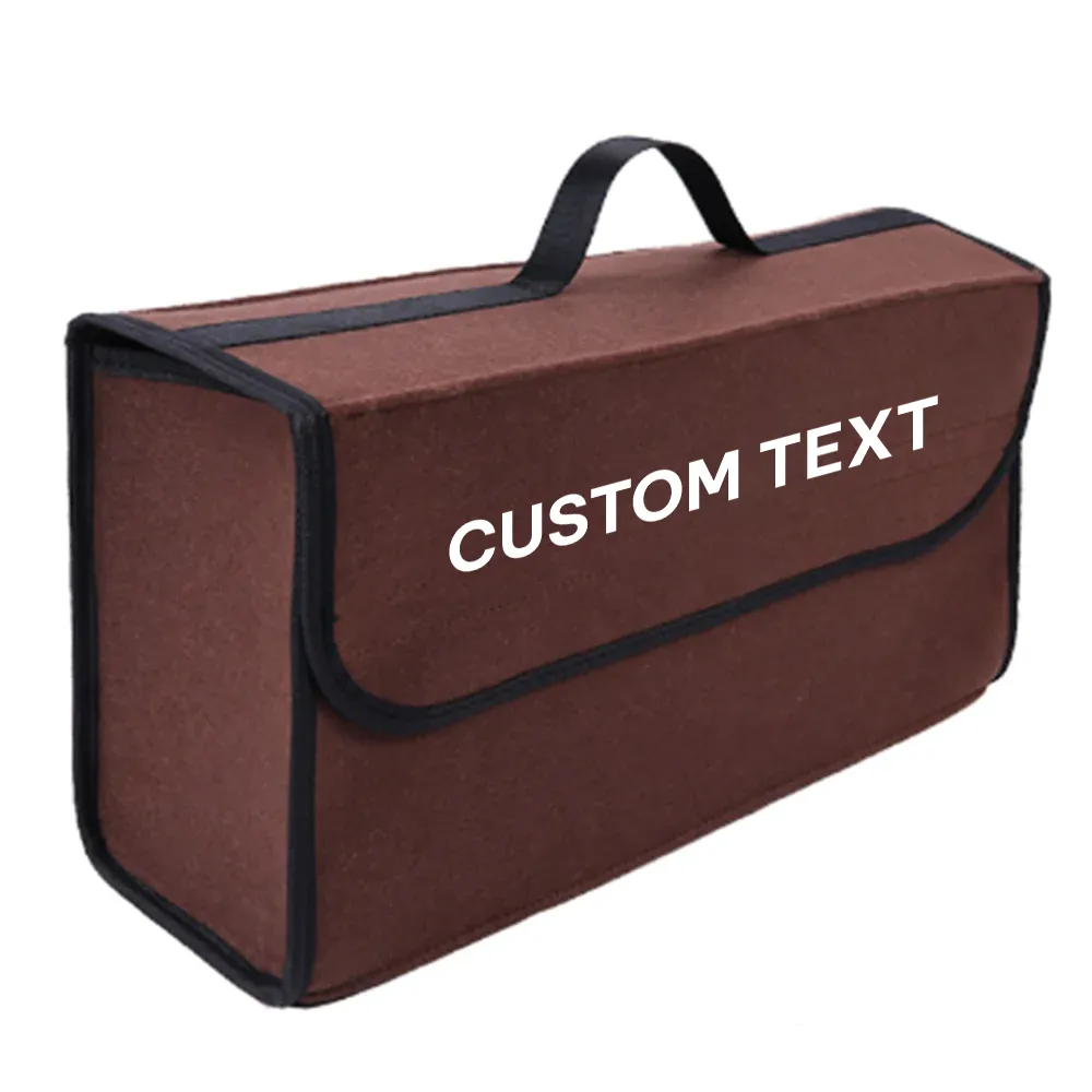 Custom Text For Soft Felt Car Bag Organizer, Compatible with All Cars, Folding Car Storage Box Non Slip Fireproof Car Trunk Organizer PF12990