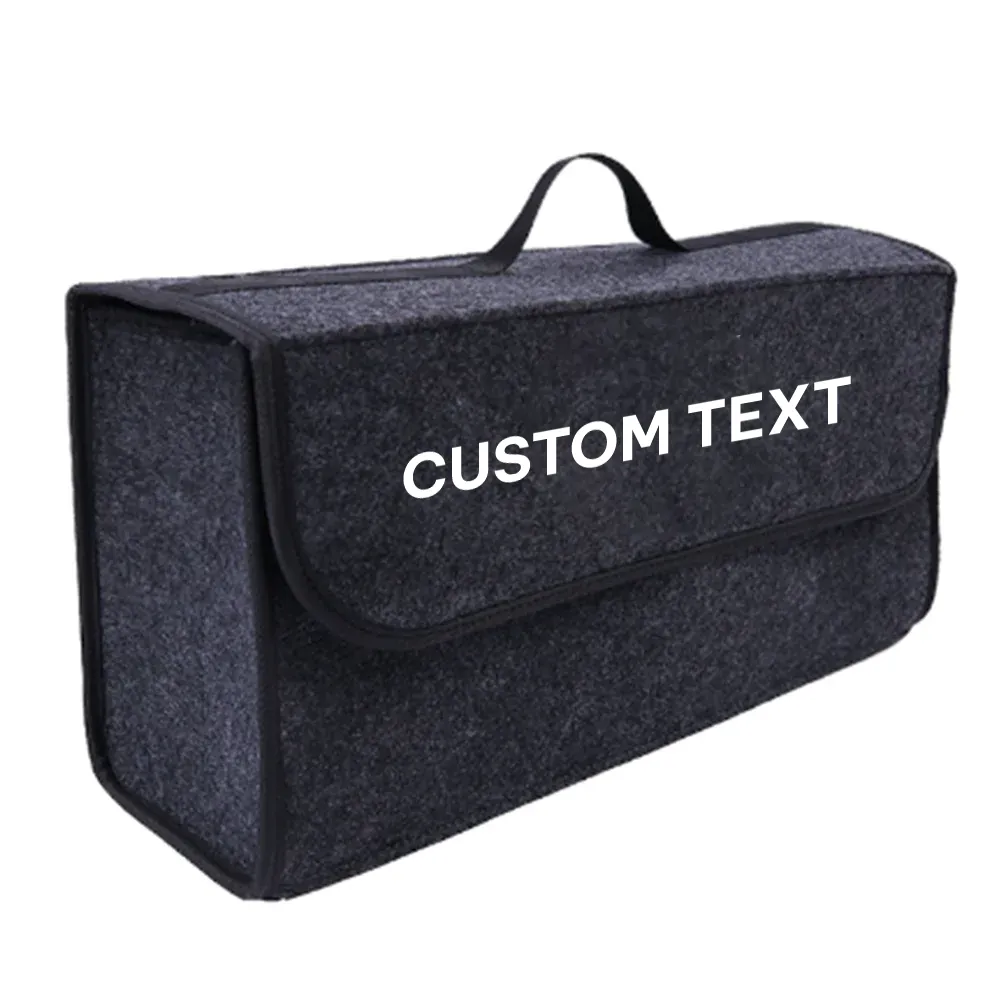 Custom Text For Soft Felt Car Bag Organizer, Compatible with All Cars, Folding Car Storage Box Non Slip Fireproof Car Trunk Organizer PF12990
