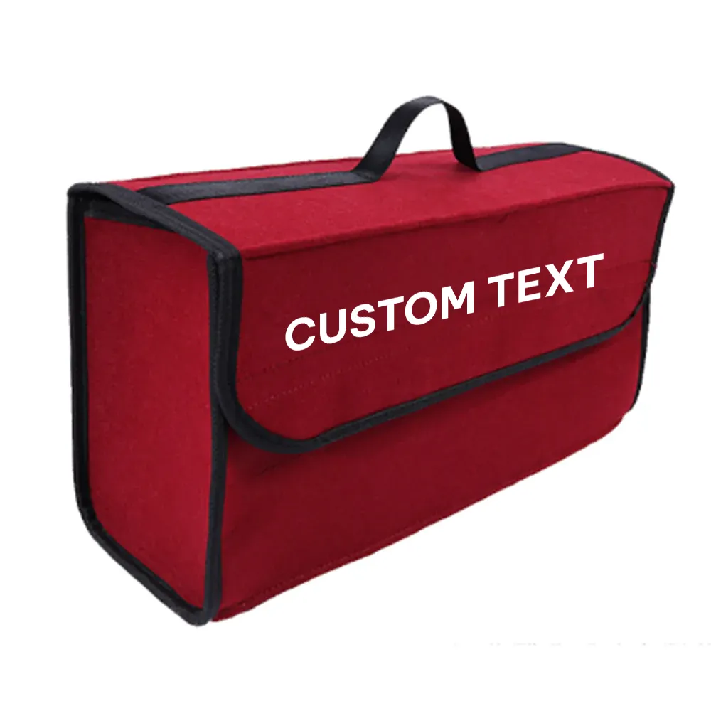 Custom Text For Soft Felt Car Bag Organizer, Compatible with All Cars, Folding Car Storage Box Non Slip Fireproof Car Trunk Organizer PF12990