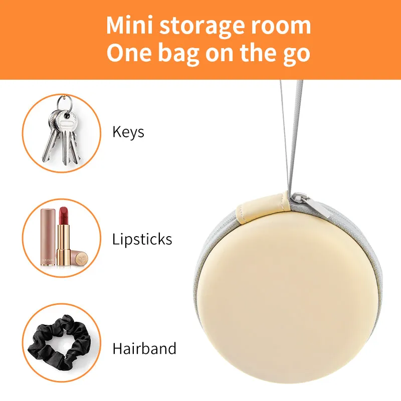 Customizable Logo 2024 Hot New LED Round Soft Bag Portable Mirror