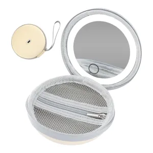 Customizable Logo 2024 Hot New LED Round Soft Bag Portable Mirror
