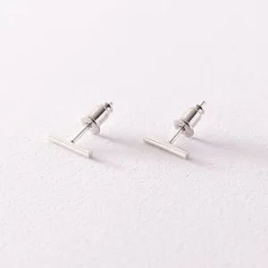 Dainty Ear Studs Gold Plated Silver Basic Bar Earrings