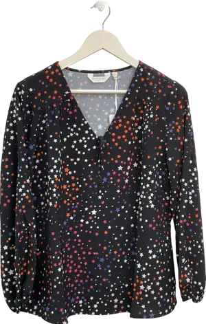 Dannii Minogue Black Petite Fit Star Print V Neck Top UK 12