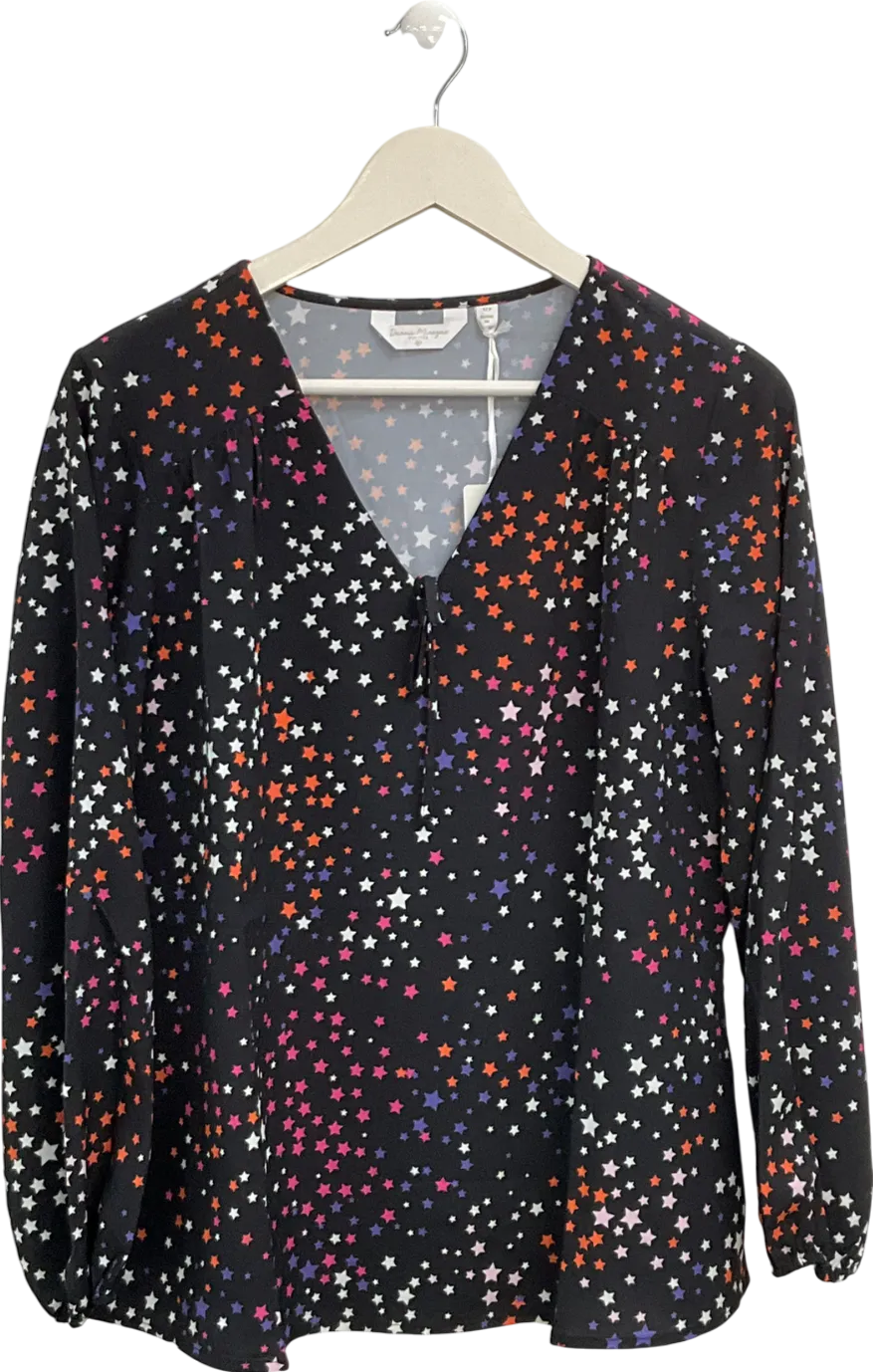 Dannii Minogue Black Petite Fit Star Print V Neck Top UK 12