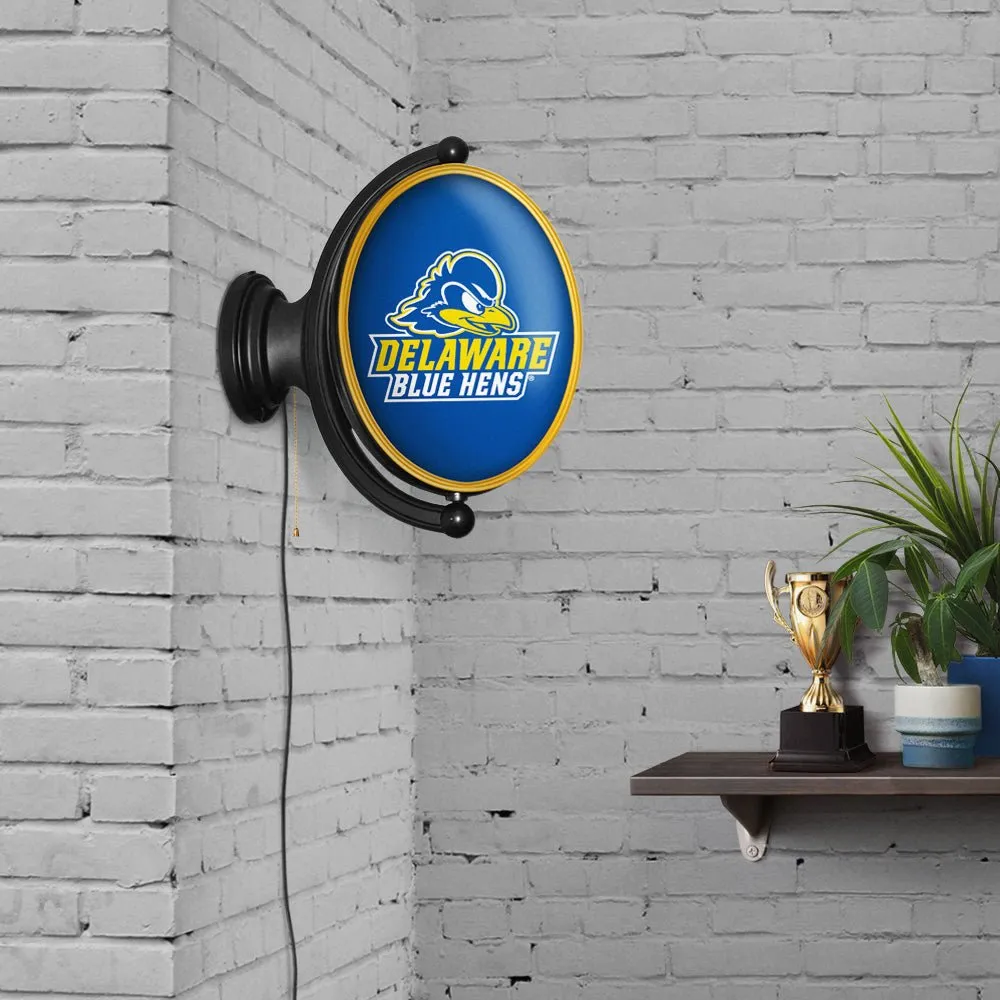 Delaware Blue Hens: Logo - Original Oval Rotating Lighted Wall Sign